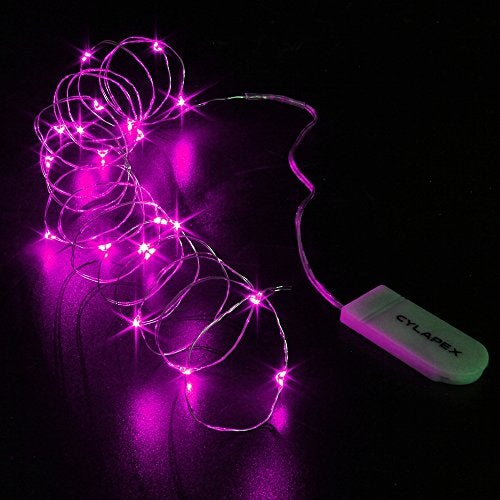 CYLAPEX 6 Pack Fairy Lights Battery Operated 7ft 20 LED Mini String Lights Silver Wire Firefly Starry Moon Lights for Halloween Wedding Mason Jars Party Christmas Centerpiece Table Decorations, Pink - Image 3
