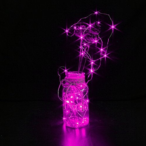 CYLAPEX 6 Pack Fairy Lights Battery Operated 7ft 20 LED Mini String Lights Silver Wire Firefly Starry Moon Lights for Halloween Wedding Mason Jars Party Christmas Centerpiece Table Decorations, Pink - Image 2