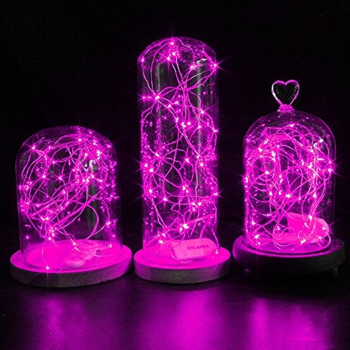 CYLAPEX 6 Pack Fairy Lights Battery Operated 7ft 20 LED Mini String Lights Silver Wire Firefly Starry Moon Lights for Halloween Wedding Mason Jars Party Christmas Centerpiece Table Decorations, Pink - Image 5