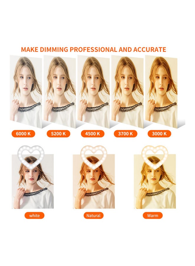 Loquat RGB Heart Shaped LED Video Light Clip-On Laptop Dimmable USB Powered for Live Streaming Multicolour - Image 4