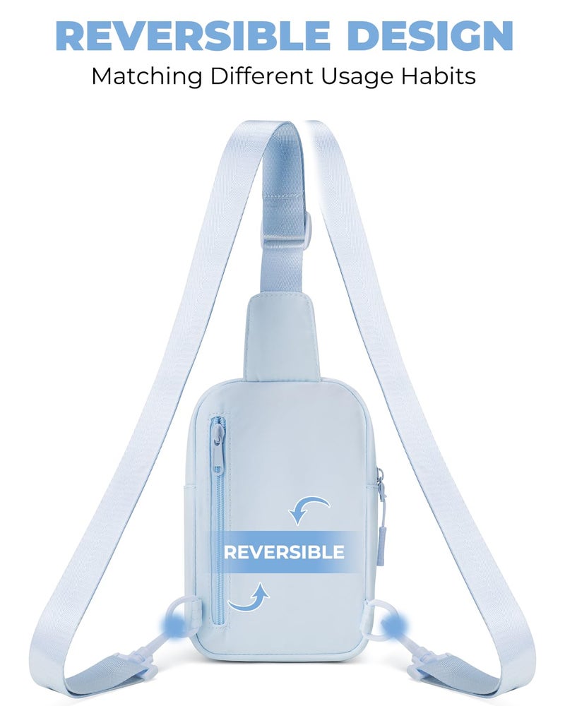 CHOLISS Small Sling Bag for Women and Men, Crossbody Bags Trendy Fanny Packs Chest Bag with Extended Strap, Blue - Image 3