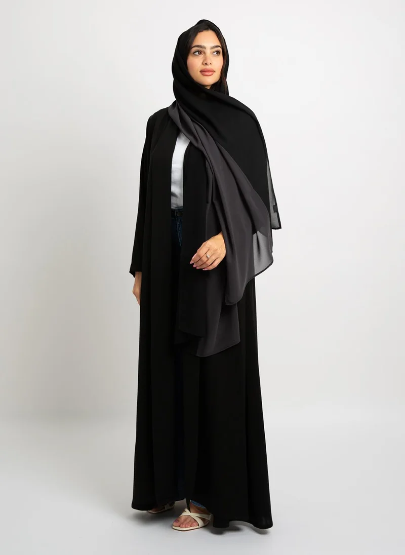 Kaafmeem Black A-Cut with Collar Abaya