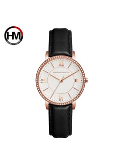 Commuter Stainless Steel Band 1072PH1 rose gold shell white surface black belt