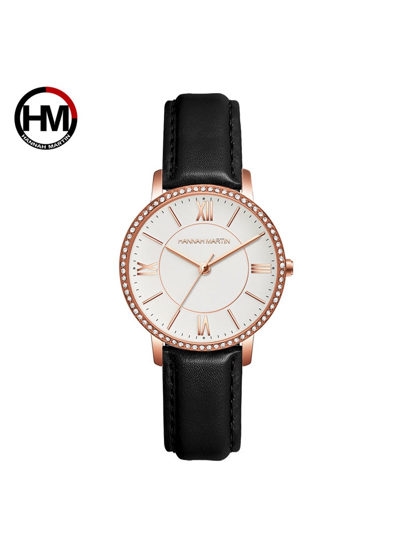 Generic - Commuter Stainless Steel Band 1072PH1 rose gold shell white surface black belt - Image 1