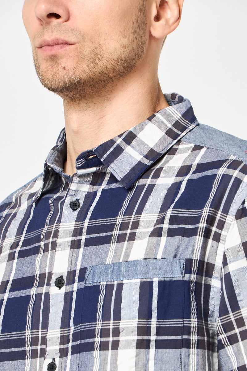 DKNY Men Regular Fit Long Sleeve Plaid Casual Shirt, Multicolor - Image 3