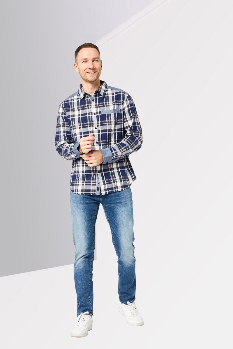 DKNY Men Regular Fit Long Sleeve Plaid Casual Shirt, Multicolor - Image 2