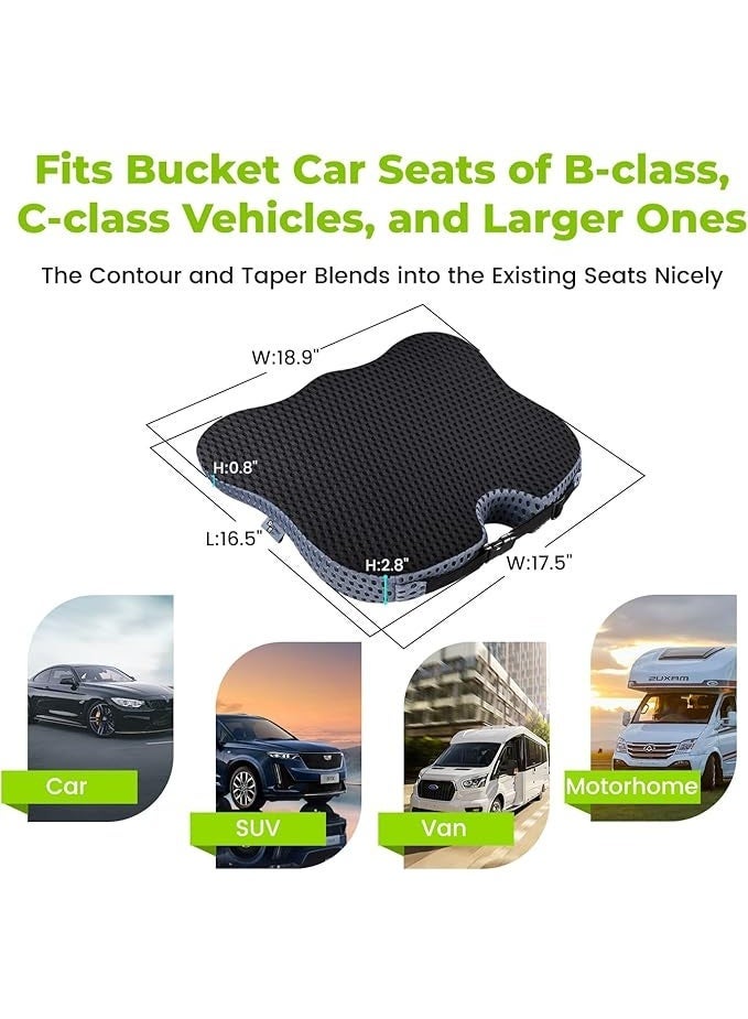 وسادة مقعد أرفين لسائق مقعد السيارة / الركاب - وسادات مقعد السيارة للقيادة تحسين الرؤية / الموقف - وسادة مقعد السيارة رغوة الذاكرة لألم الورك (غطاء الشبكة ، الأسود) - Image 4