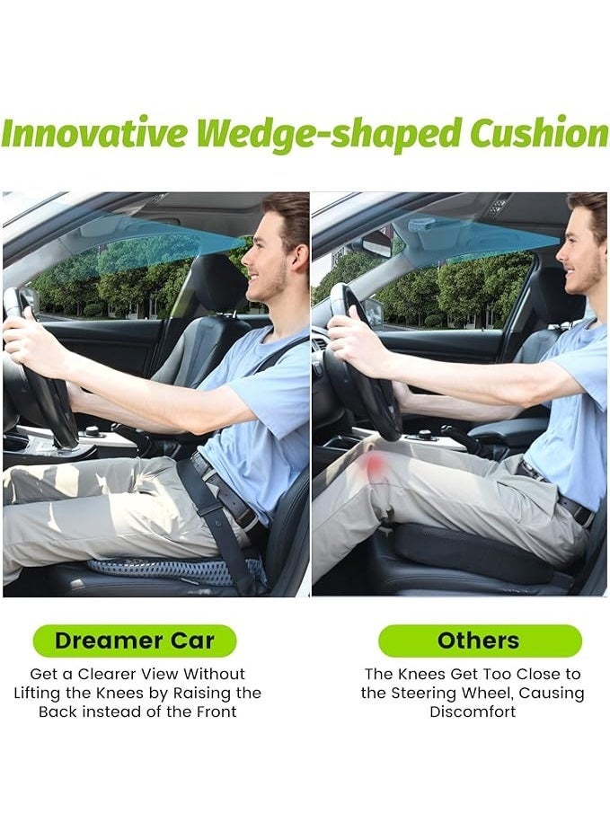 وسادة مقعد أرفين لسائق مقعد السيارة / الركاب - وسادات مقعد السيارة للقيادة تحسين الرؤية / الموقف - وسادة مقعد السيارة رغوة الذاكرة لألم الورك (غطاء الشبكة ، الأسود) - Image 3