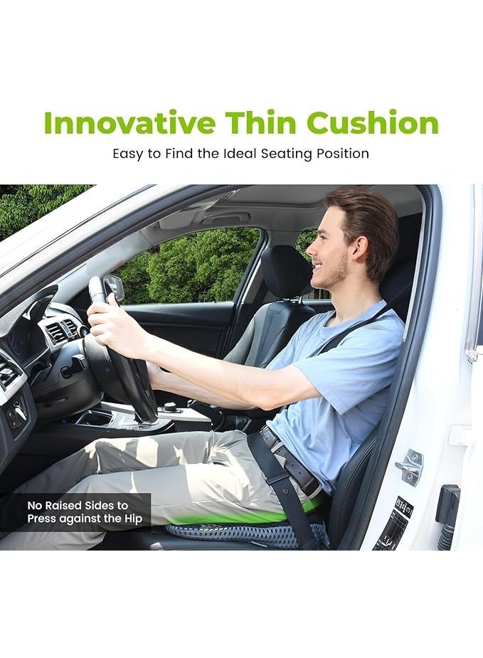 وسادة مقعد أرفين لسائق مقعد السيارة / الركاب - وسادات مقعد السيارة للقيادة تحسين الرؤية / الموقف - وسادة مقعد السيارة رغوة الذاكرة لألم الورك (غطاء الشبكة ، الأسود) - Image 2