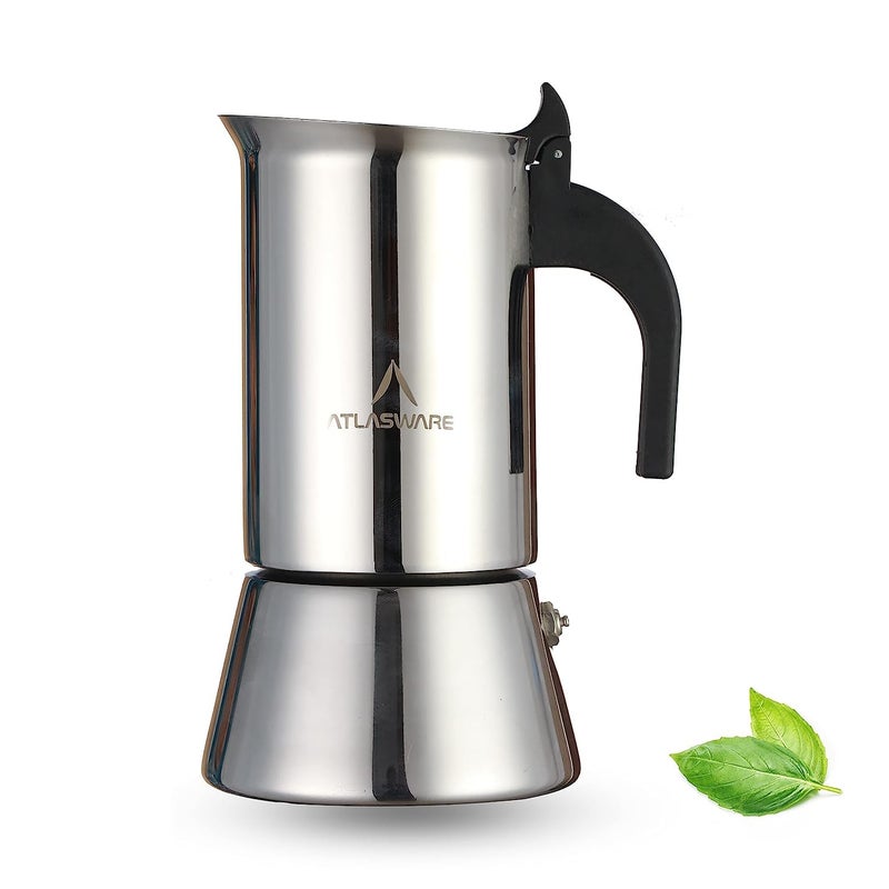Atlasware Stainless Steel Mocha design 4 Cup Coffee Maker - Image 1