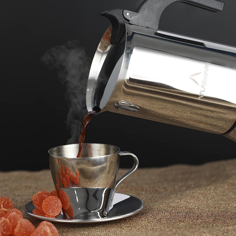Atlasware Stainless Steel Mocha design 4 Cup Coffee Maker - Image 4