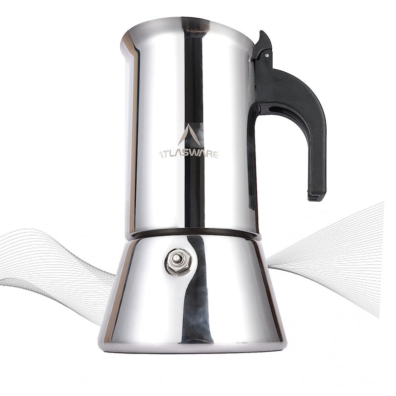 Atlasware Stainless Steel Mocha design 4 Cup Coffee Maker - Image 5