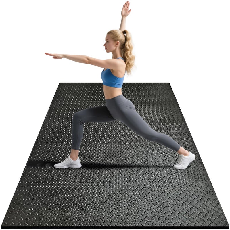 BierBear 4x6ft Gym Floor Mat 10mm Thick - Large TPE/NPE Foam Workout Mat for Home Gym, Garage Floor, Yoga & Exercise - Non-Slip Eco-Friendly Fitness Mat (Black) - Image 1