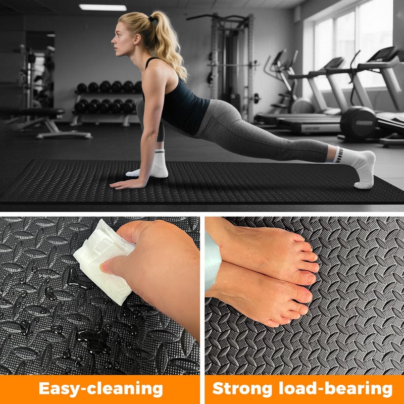 BierBear 4x6ft Gym Floor Mat 10mm Thick - Large TPE/NPE Foam Workout Mat for Home Gym, Garage Floor, Yoga & Exercise - Non-Slip Eco-Friendly Fitness Mat (Black) - Image 4