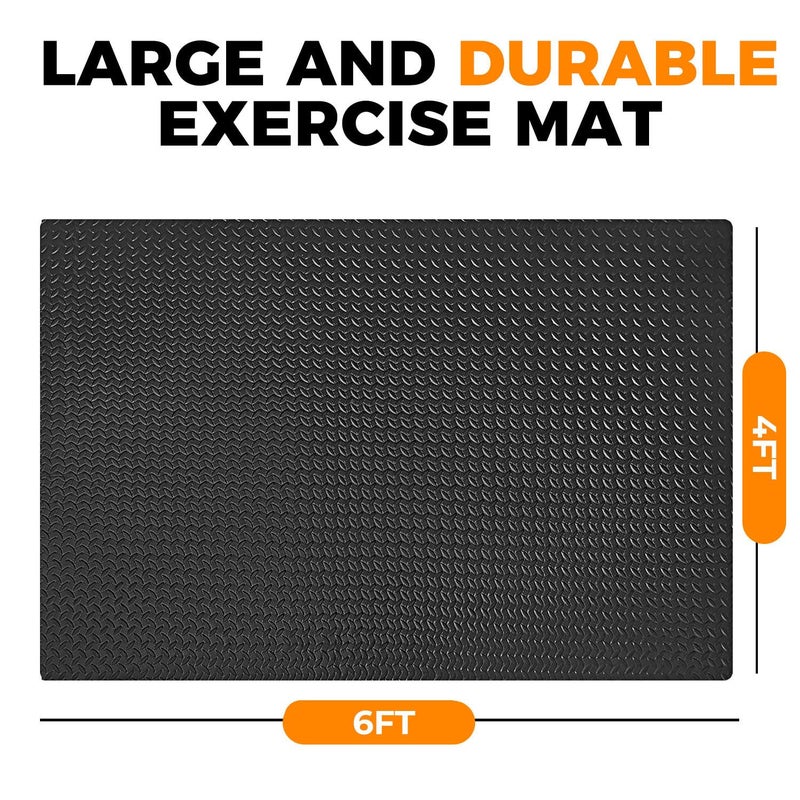 BierBear 4x6ft Gym Floor Mat 10mm Thick - Large TPE/NPE Foam Workout Mat for Home Gym, Garage Floor, Yoga & Exercise - Non-Slip Eco-Friendly Fitness Mat (Black) - Image 2