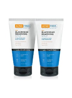 AcneFree Acne Free Blackhead Removing Exfoliating Scrub With Salicylic Acid Charcoal And Jojoba Exfoliates Skin Fragrancefree Formulated For Acneprone Skin Maximum Strength 5 Ounce (Pack Of 2)  - Image 1