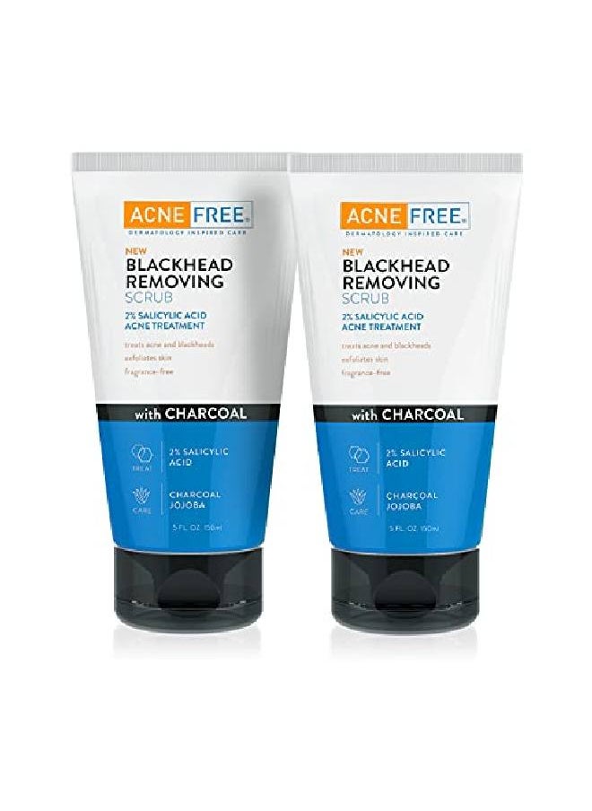 AcneFree Acne Free Blackhead Removing Exfoliating Scrub With Salicylic Acid Charcoal And Jojoba Exfoliates Skin Fragrancefree Formulated For Acneprone Skin Maximum Strength 5 Ounce (Pack Of 2)  - Image 1