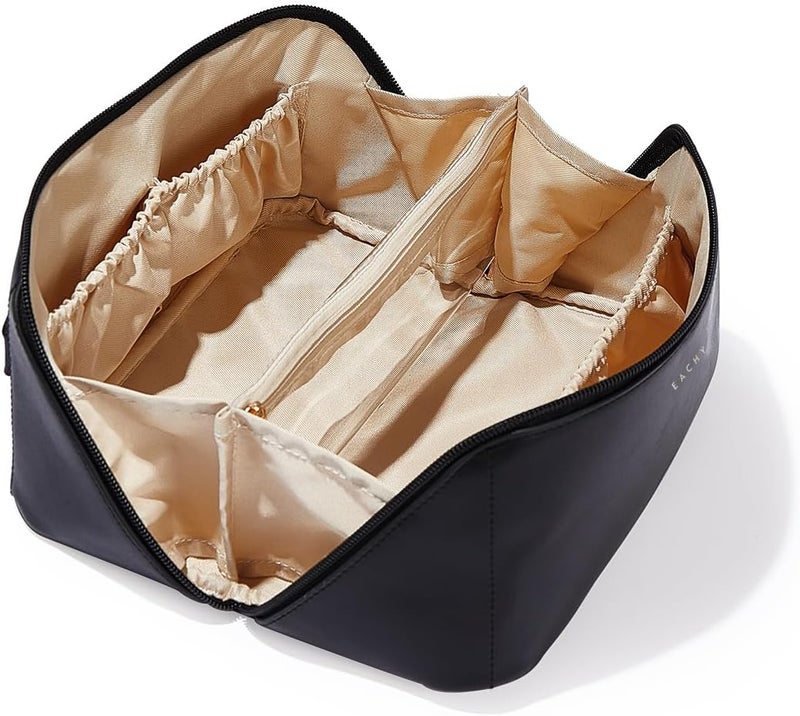 EACHY Travel Makeup Bag,Large Capacity Cosmetic Bags for Women,Waterproof Portable Pouch Open Flat Toiletry Bag Pattern Makeup Bag - Image 1