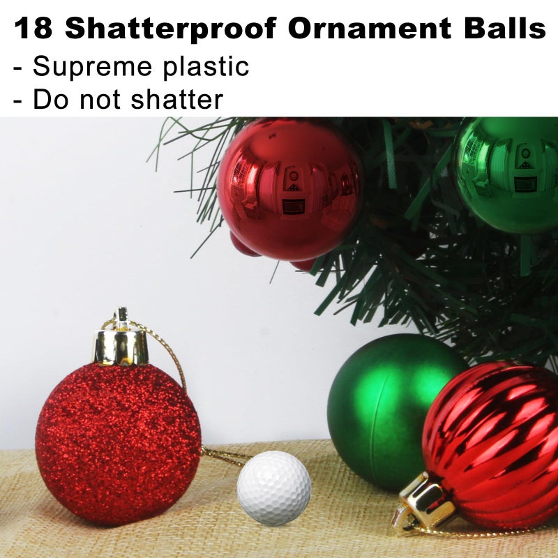 GameXcel Red & Green 3.2"" Large Christmas Balls - Christmas Tree Decoration Ornaments Shatterproof Hanging Balls for Birthday Halloween Holiday Wedding Decorations Set of 18pcs - Image 3