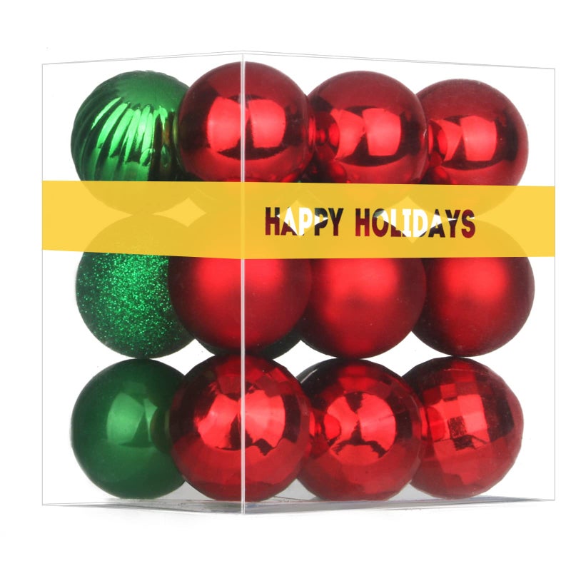 GameXcel Red & Green 3.2"" Large Christmas Balls - Christmas Tree Decoration Ornaments Shatterproof Hanging Balls for Birthday Halloween Holiday Wedding Decorations Set of 18pcs - Image 1