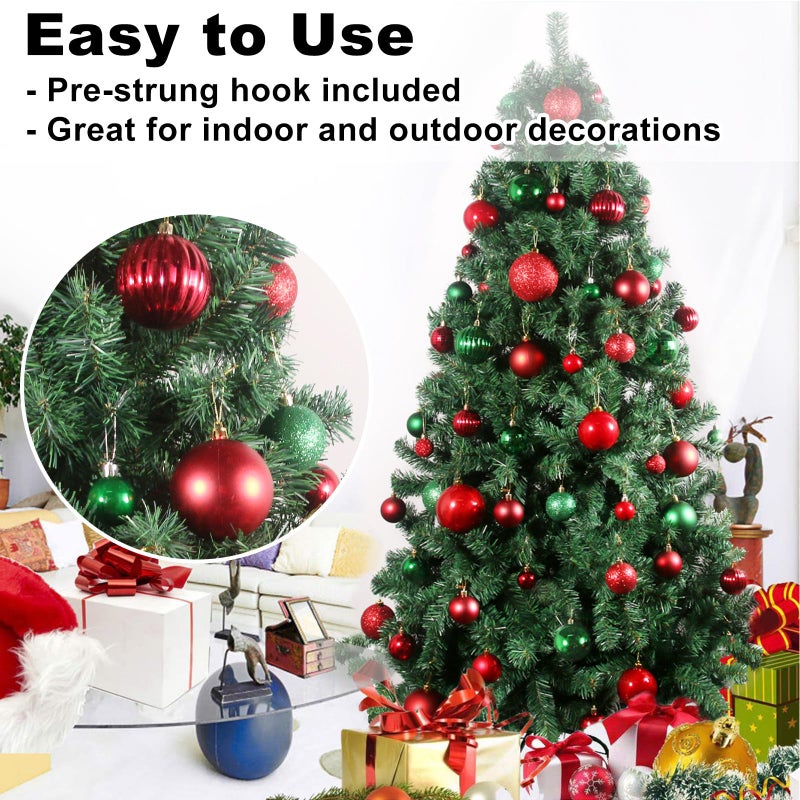GameXcel Red & Green 3.2"" Large Christmas Balls - Christmas Tree Decoration Ornaments Shatterproof Hanging Balls for Birthday Halloween Holiday Wedding Decorations Set of 18pcs - Image 5