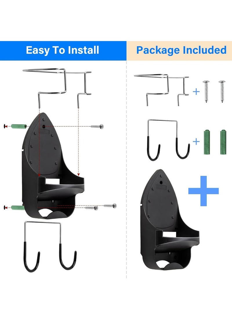 TRASSLE Ironing Board Holder Wall Mount,Electric Iron Holder Iron and Ironing Board Storage Organizer Shelf with Removable Hooks for Household Bathroom Laundry Room Max 5 Inch Width - Image 3