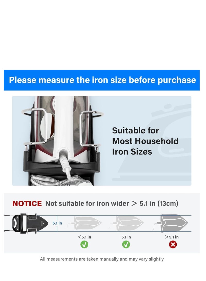 TRASSLE Ironing Board Holder Wall Mount,Electric Iron Holder Iron and Ironing Board Storage Organizer Shelf with Removable Hooks for Household Bathroom Laundry Room Max 5 Inch Width - Image 4