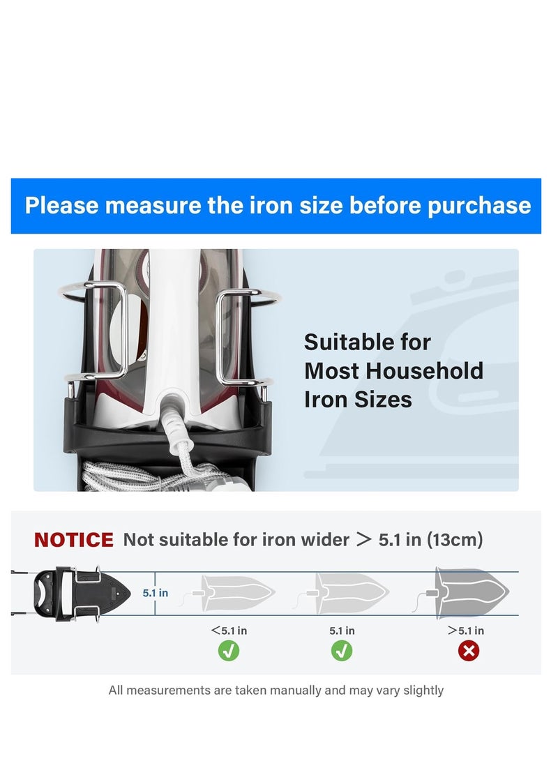 TRASSLE Ironing Board Holder Wall Mount,Electric Iron Holder Iron and Ironing Board Storage Organizer Shelf with Removable Hooks for Household Bathroom Laundry Room Max 5 Inch Width - Image 2