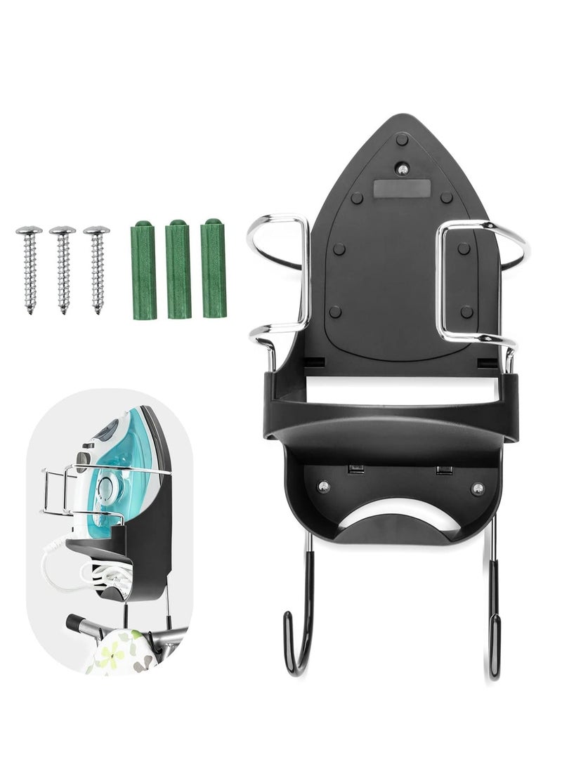 TRASSLE Ironing Board Holder Wall Mount,Electric Iron Holder Iron and Ironing Board Storage Organizer Shelf with Removable Hooks for Household Bathroom Laundry Room Max 5 Inch Width - Image 1