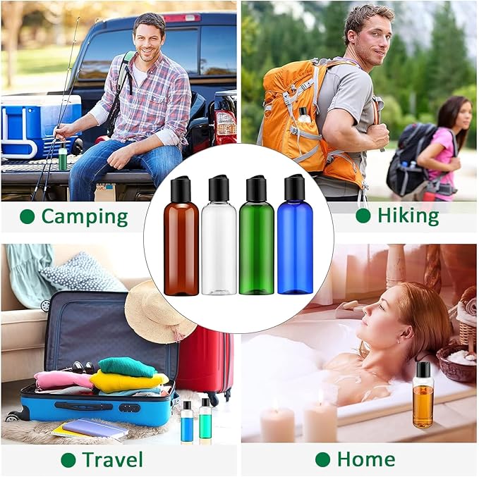 Apstaqeoo 6PCS 100ML Plastic Bottles with Disc Top Flip Cap Empty Squeeze Bottles Refillable Travel Container Dispensing with 1 Funnel 6 Label TSA Approved for Liquid Lotion ToiletriesTransparent