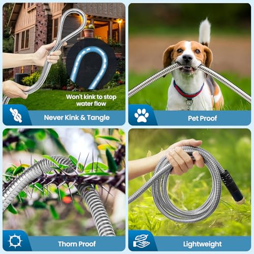 Tocebe Garden Hose 50FT, Water Hose with 10 Function Nozzle, Garden Hose Metal with Leak-proof Connectors, Kink-Free & Ultra Flexible, Rust/Pet/Puncture Proof for Lawn, Yard, RV, Car Wash, 550PSI - Image 4