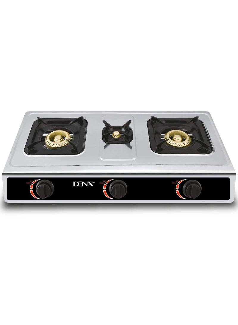 Denx Three-burner gas stove with automatic ignition and cast iron burner in a stylish design - Image 1