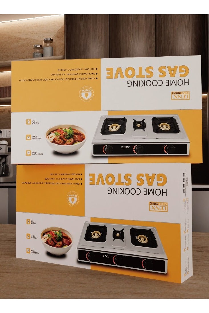 Denx Three-burner gas stove with automatic ignition and cast iron burner in a stylish design - Image 4