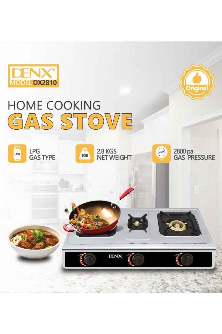 Denx Three-burner gas stove with automatic ignition and cast iron burner in a stylish design - Image 3