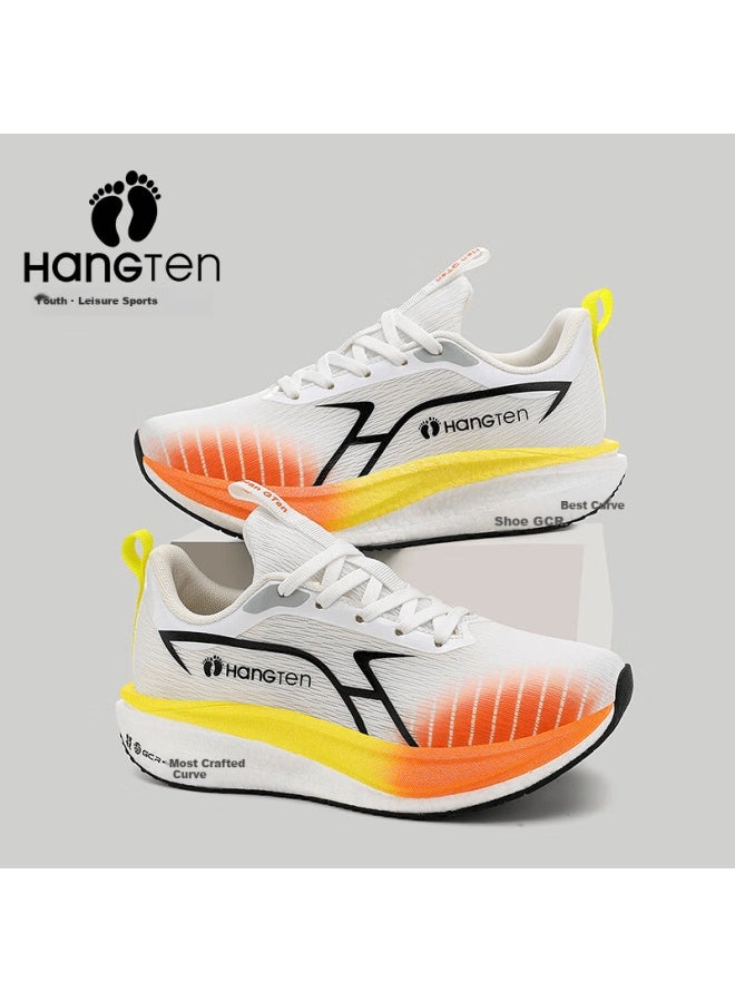 Hang Ten Men's Running Shoes Mid-exam Speed Training Mesh Lightweight Breathable Sports Shoes White Orange Size 41 - Image 3