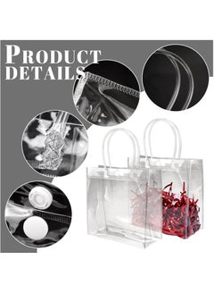 MileMelo 6 Pieces Clear PVC Gift Bags With Handles,Transparent Gift Wrap Bags, Clear Bags For Gifts, Transparent Tote Bag, Bulk Gift Bags, Reusable Gift Bags For Birthdays, Weddings, Parties 25 x 9 x 25cm  - Image 3