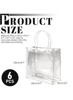 MileMelo 6 Pieces Clear PVC Gift Bags With Handles,Transparent Gift Wrap Bags, Clear Bags For Gifts, Transparent Tote Bag, Bulk Gift Bags, Reusable Gift Bags For Birthdays, Weddings, Parties 25 x 9 x 25cm  - Image 2