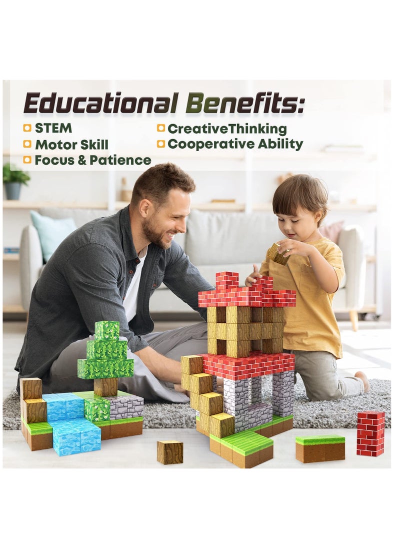 192pcs Village Chief’s home square building block set children’s puzzle doll assembled game peripheral mini toys minecrafts magnetic cube intelligent magnetic building block set build a 3D mag-world  - Image 2