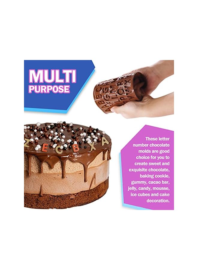 S-TOP 8Pcs Heart Silicone Chocolate Molds Assorment Kit, Including Letter and Number Cookie Mold with 2Pcs Mini Wooden Hammers for Home Kitchen DIY Baking - Image 4