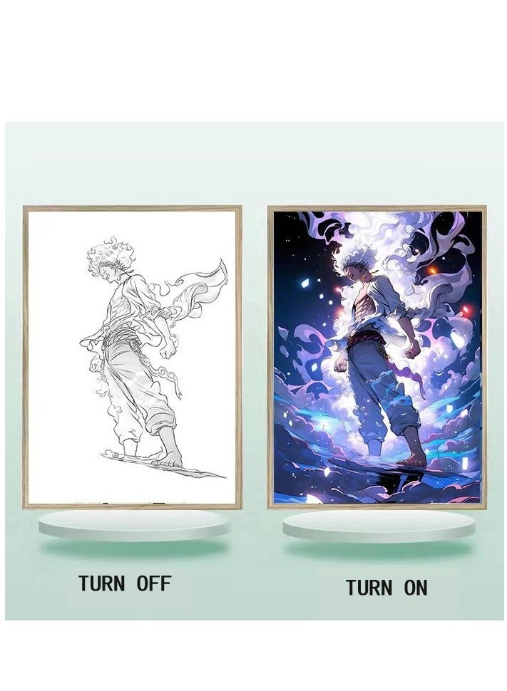 Bluejw لوحة لشخصية أنمي ون بيس، لوحة إضاءة بجانب السرير، مصباح ليلي صغير - Image 1