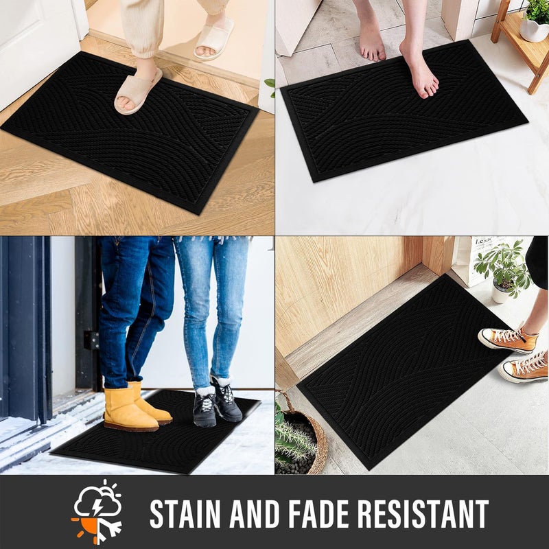 HIYARD Sturdy Front Door Mat, Absorbent Muddy Dirt Resist Welcome Door Mats Outdoor Indoor, Stain and Fade Resistant, Non-Slip Backing Entry Mat Low Profile Doormat for Entryway, 36Ã—24, Black - Image 4