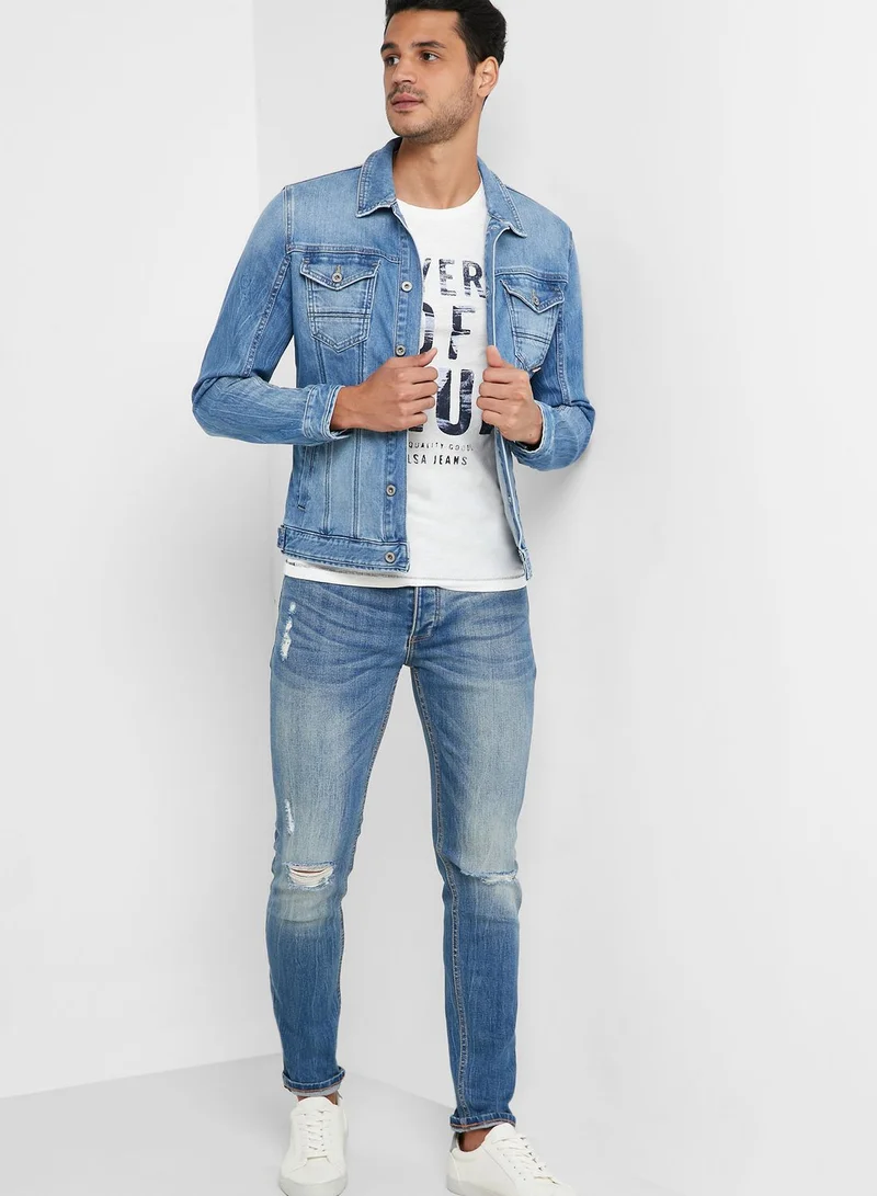 SALSA Layers Of Slim Fit Crew Neck T-Shirt