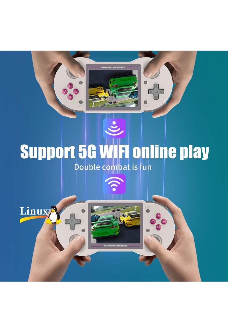 ANBERNIC  - RG353PS Retro Handheld Game Console, Single Linux System RK3566 Chip 3.5 Inch IPS Screen, Comes with 128G TF Card Preinstalled 4519 Games, Support 5G WiFi 4.2 Bluetooth (Grey) - Image 1