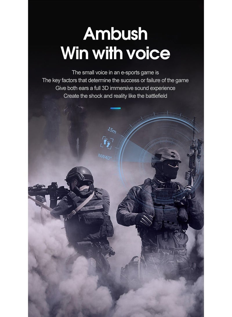 سماعة رأس للألعاب سلكية مزدوجة القناة للكمبيوتر المكتبي والكمبيوتر المحمول مع ميكروفون وسماعات رأس صوتية ووحدة مكبر صوت 50 مم وضوء تنفس 7 ألوان وميكروفون متعدد الاتجاهات 360 درجة (أسود) - Image 5