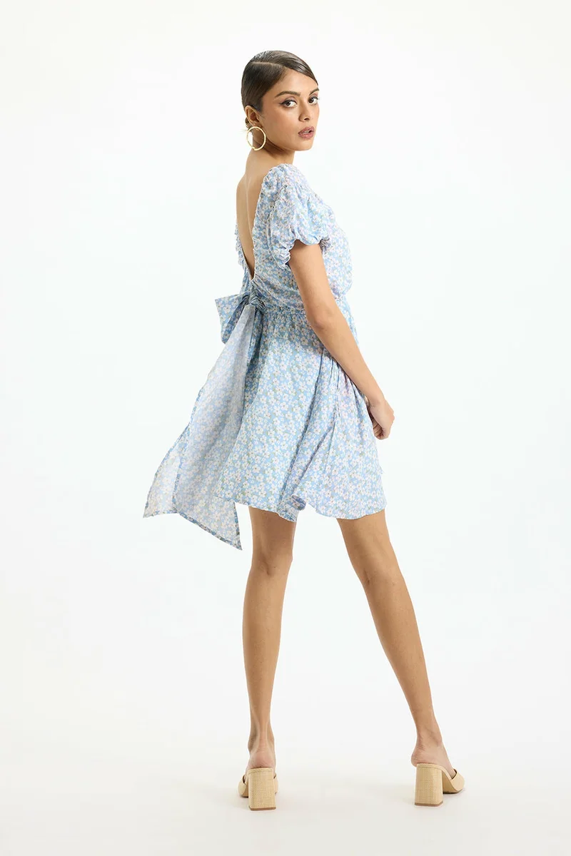 فيرجيو Viscose Ditsy Vacation Floral Mini Dresses for Women
