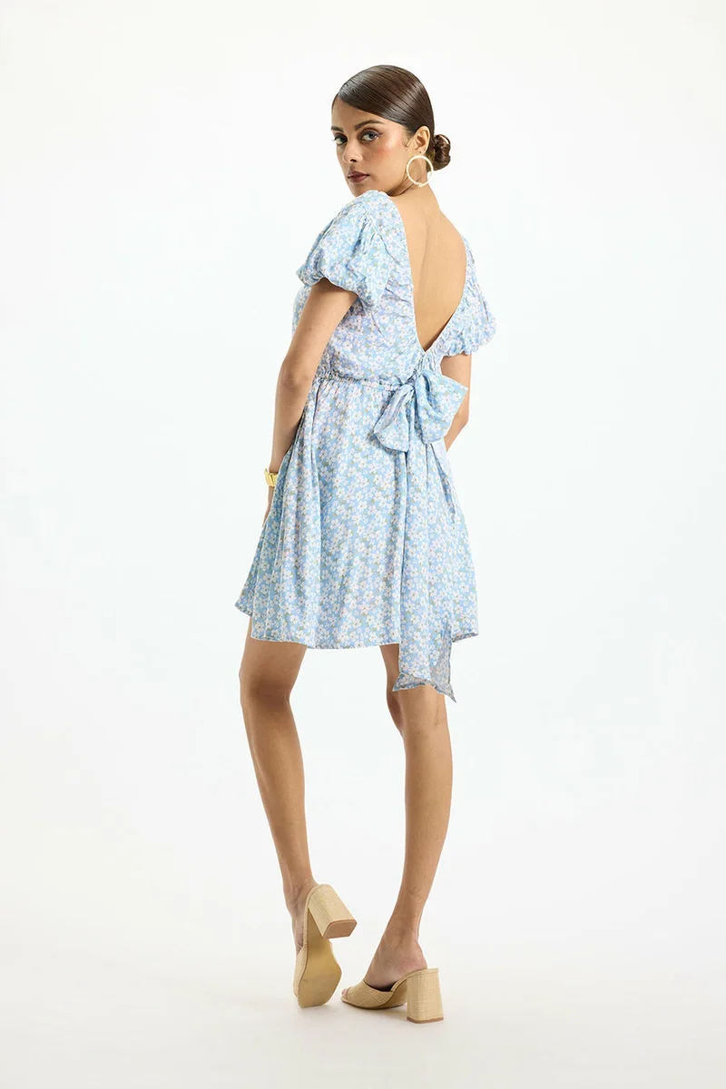 فيرجيو Viscose Ditsy Vacation Floral Mini Dresses for Women