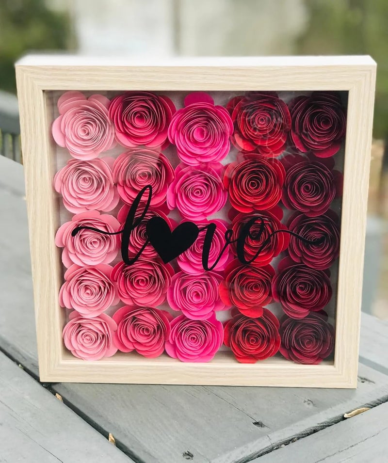 Mverse Mverse 3D Small Paper Flowers Decorations  Happy Birthday Cake Topper  Rolled Rose W/Wall Sticker Decoration Dorm Room  Bedroom  Graduation Cap  Shadow Box Frame  Garden Party Cupcake (Red Set)  - Image 3