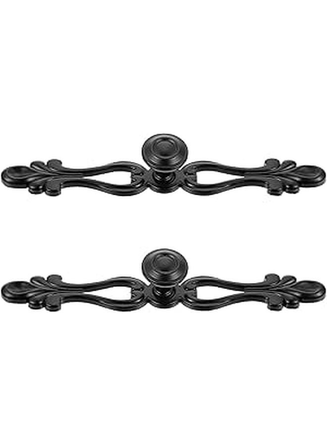 Matte Black Zinc Alloy Cabinet Handles Vintage Drawer Pulls European Style Set Of 2 - Image 1