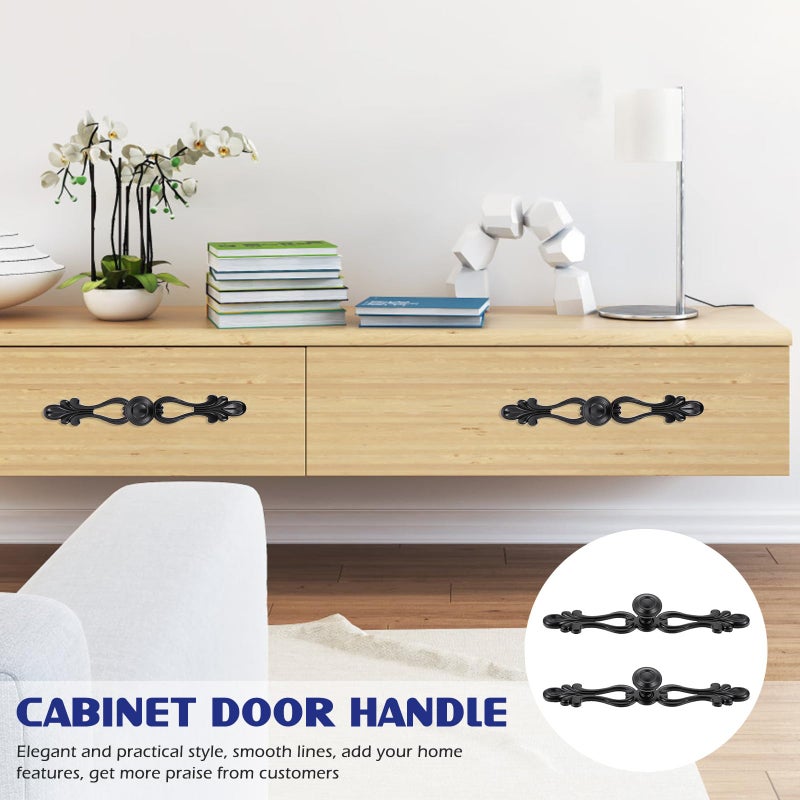 Matte Black Zinc Alloy Cabinet Handles Vintage Drawer Pulls European Style Set Of 2 - Image 5