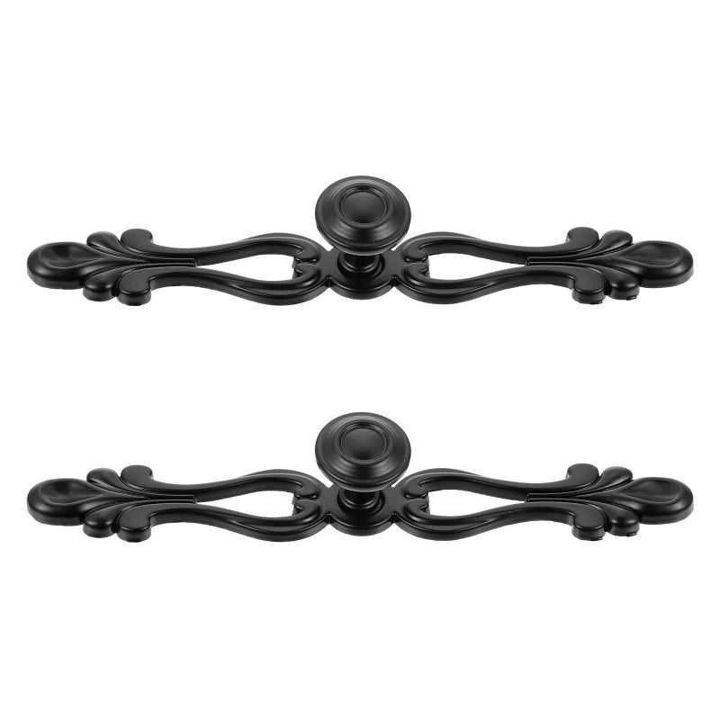 Matte Black Zinc Alloy Cabinet Handles Vintage Drawer Pulls European Style Set Of 2 - Image 2